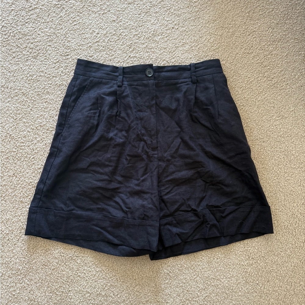 Zara Black Linen Shorts